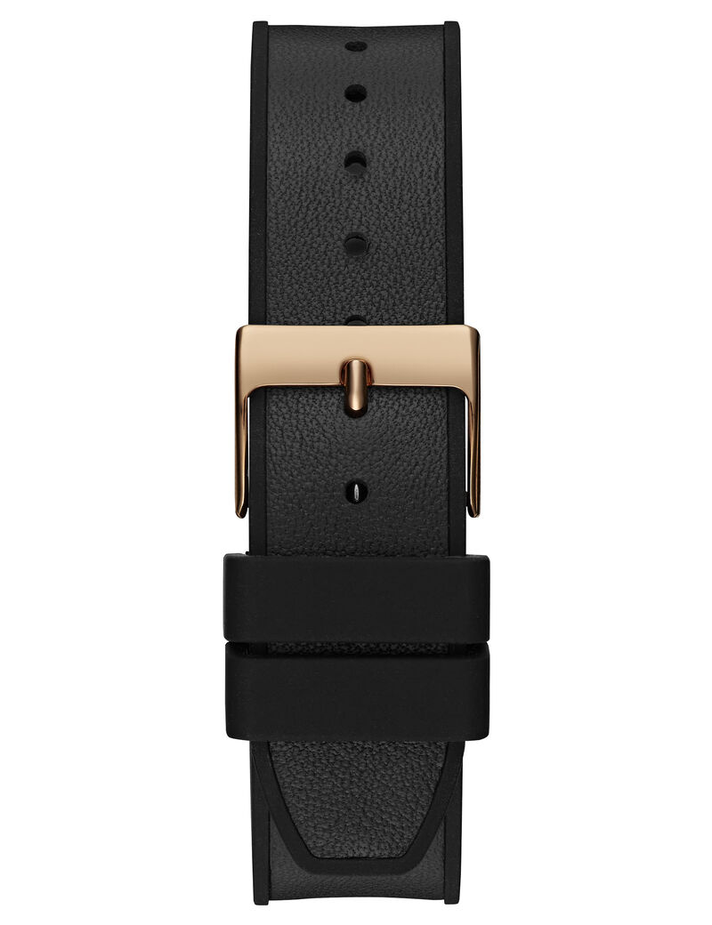 Black Quartz Analog Genuine leather/Silicone Watch