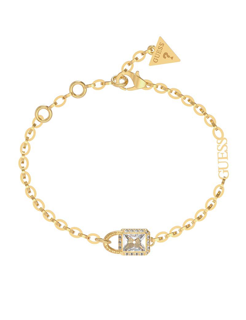 Clear Padlock Bracelet Gold