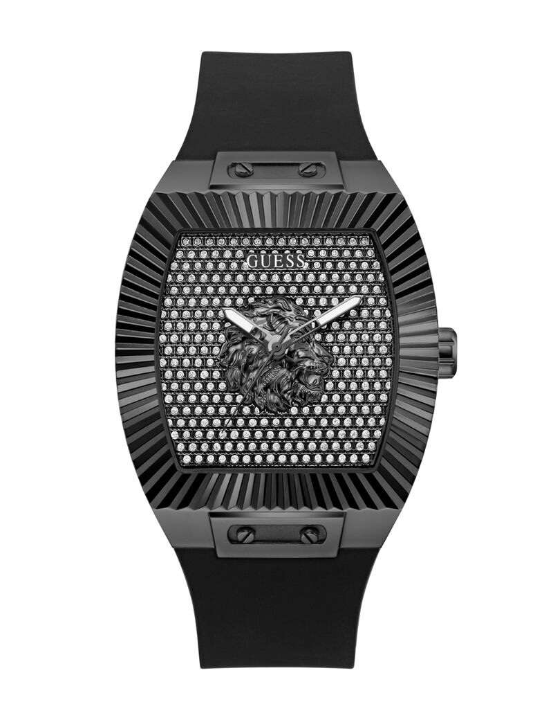 guess mens black gunmetal grey rectangle analog watch
