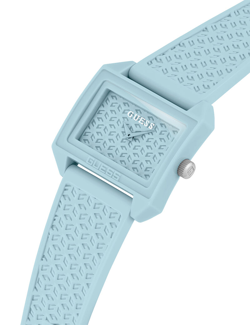 guess lt blue sustainable nylon cs sun lt blue dl lt blue logo silicone strp