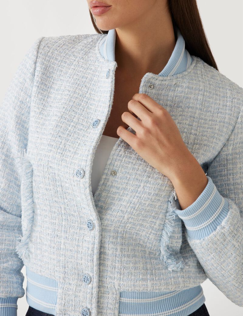 Padded tweed bomber jacket