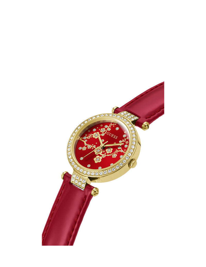 Red Crystal Analog Watch