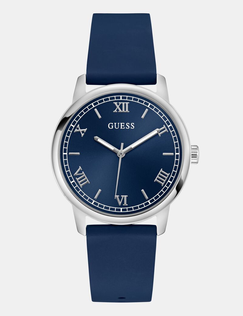 Mens Blue Silver Tone Analog Watch