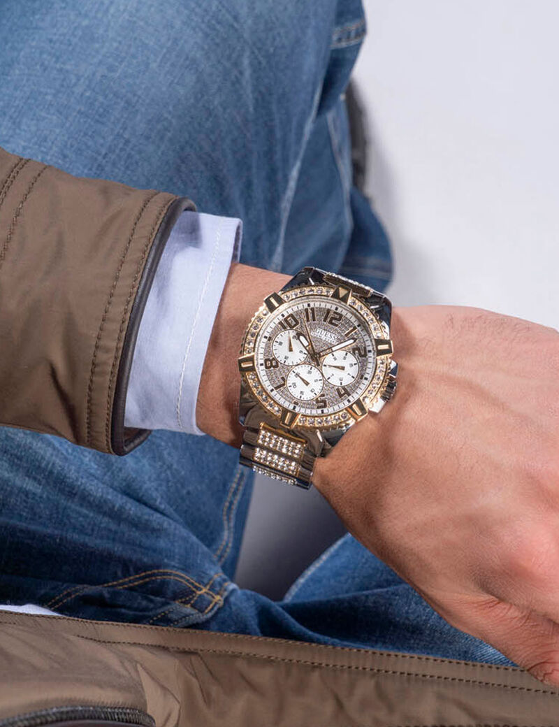 Gold And Silver Multifuction Watch