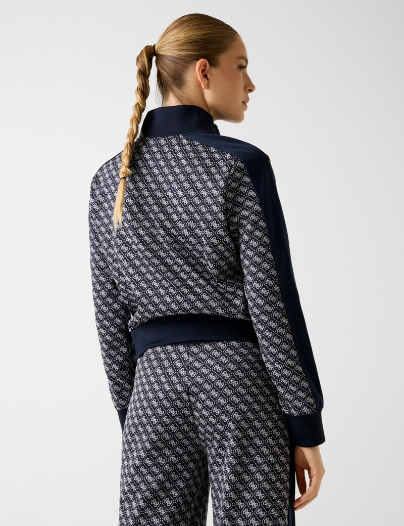 Printed logo full-zip sweater