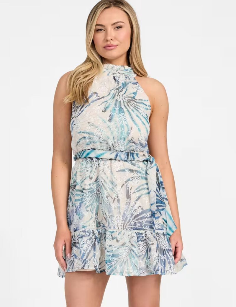 Fit-and-flare chiffon mini dress