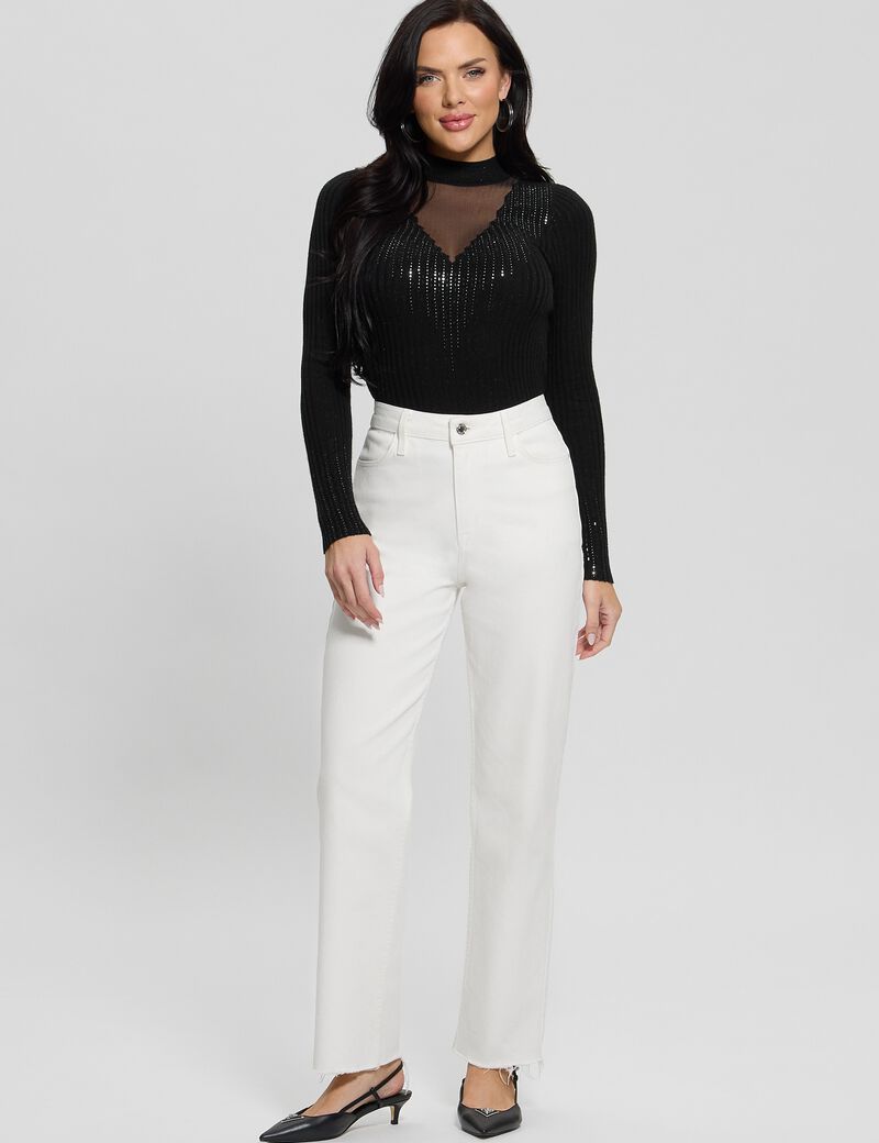 Ribbed rhinestone sweater