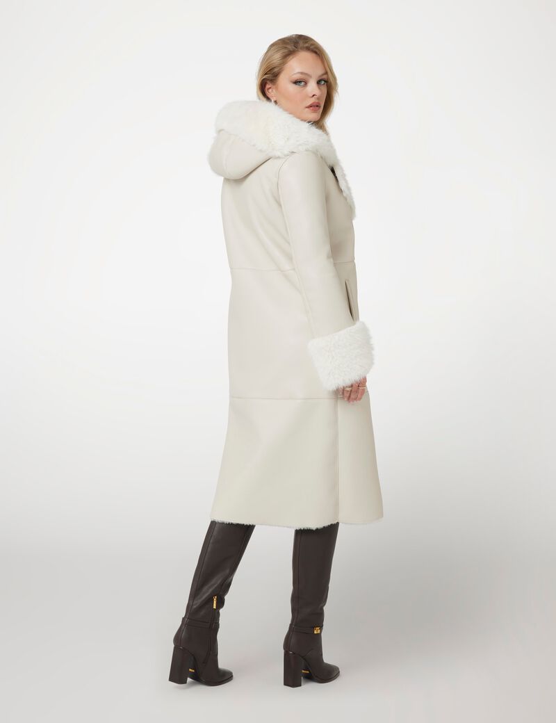 Long faux-leather coat