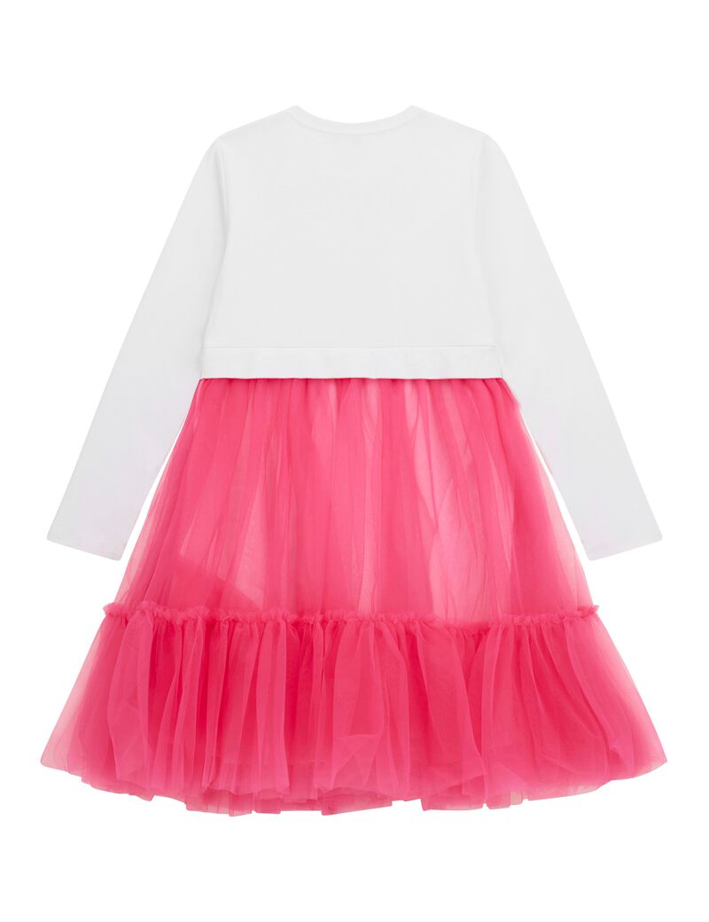 Mesh ruffles fit and flare dress