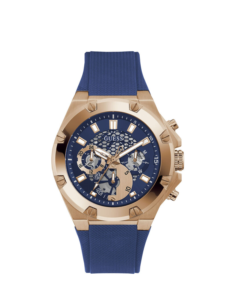 Rose Gold And Blue Multicomplication Watch
