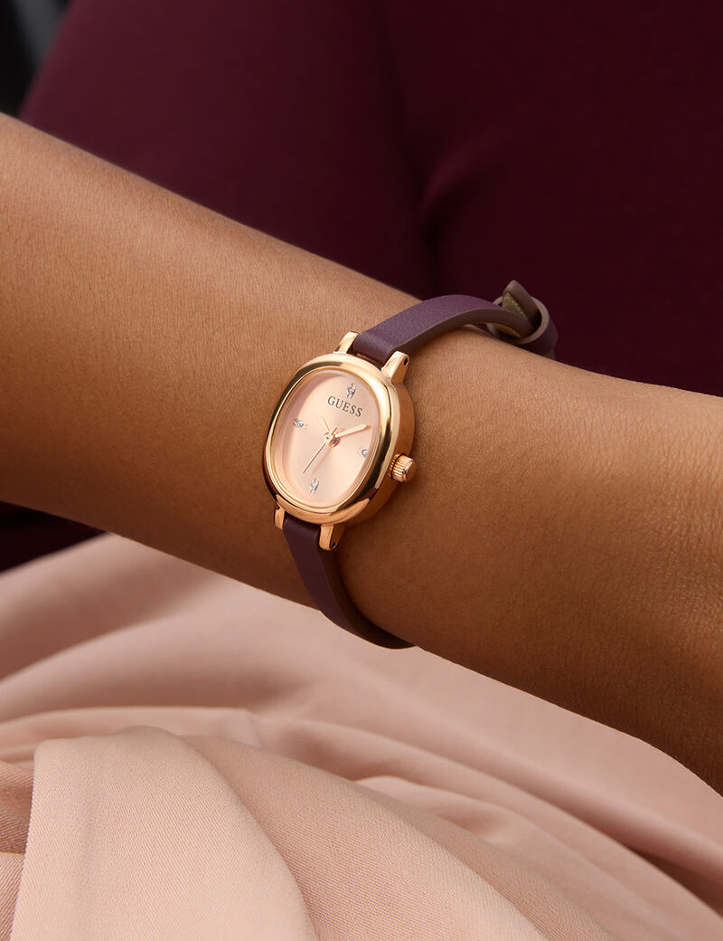 Ladies Red Rose Gold Tone Analog Watch