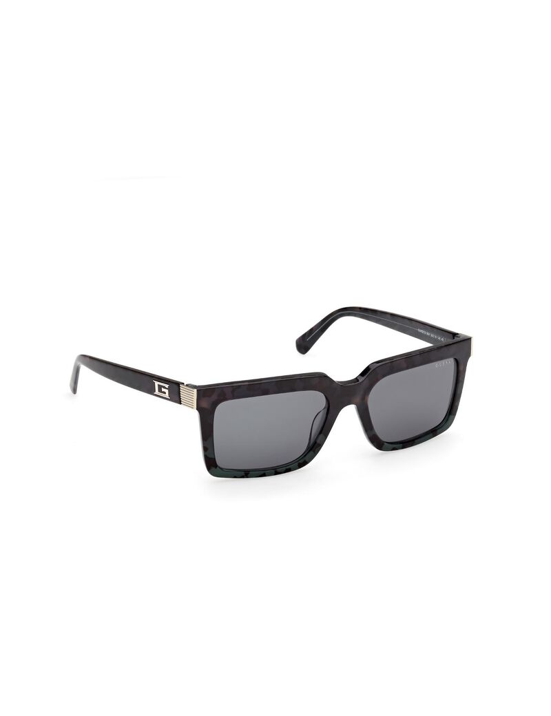 Square dark green sunglasses
