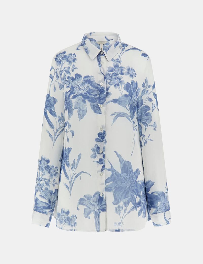 Floral-print chiffon blouse