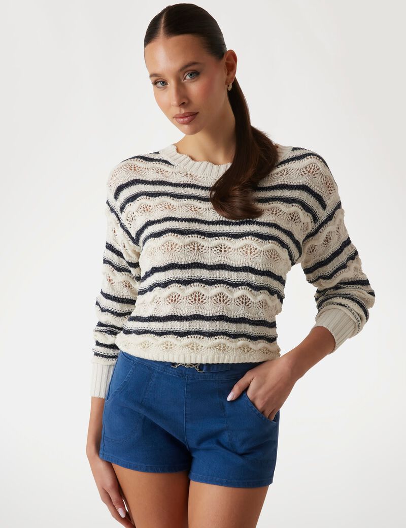 Openwork knit sweater