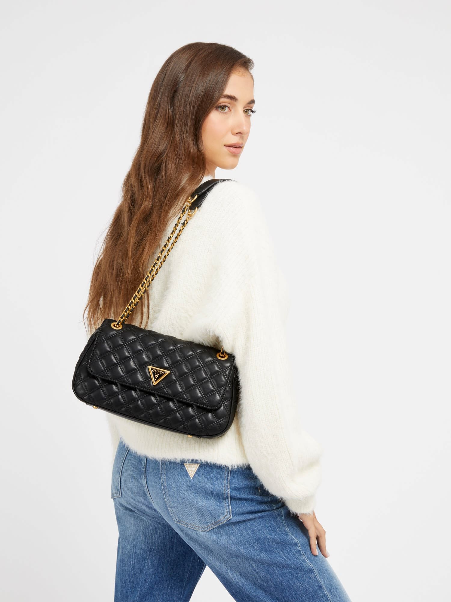 ショルダーバッグ・ポシェット Guess GIULLY Quilted Half Moon Bag HO1A3A36 Giully Quilted Top-Zip Shoulder Bag | GUESS