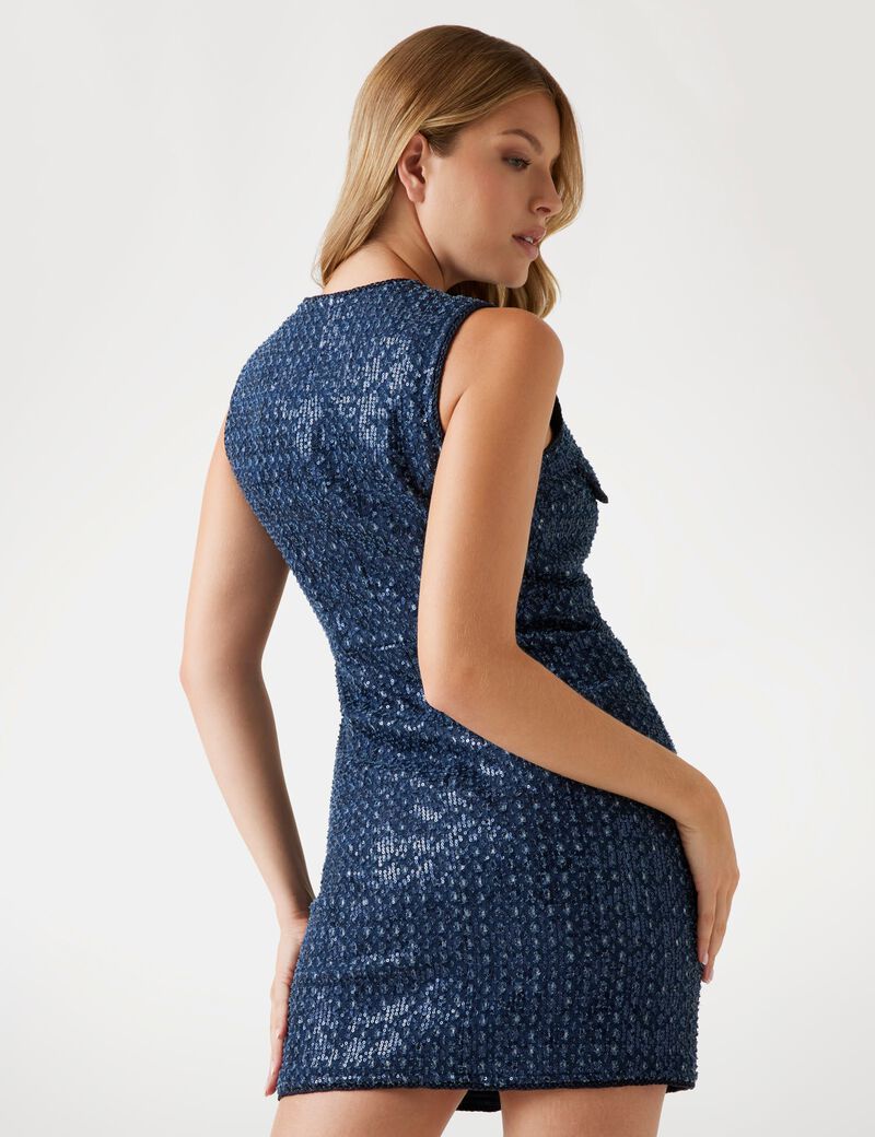 Sequin denim mini dress