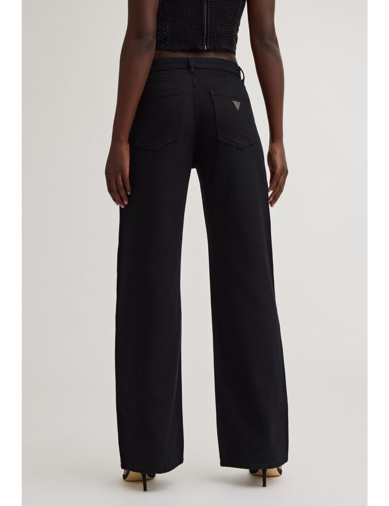 guess rhinestones wide leg jeans
