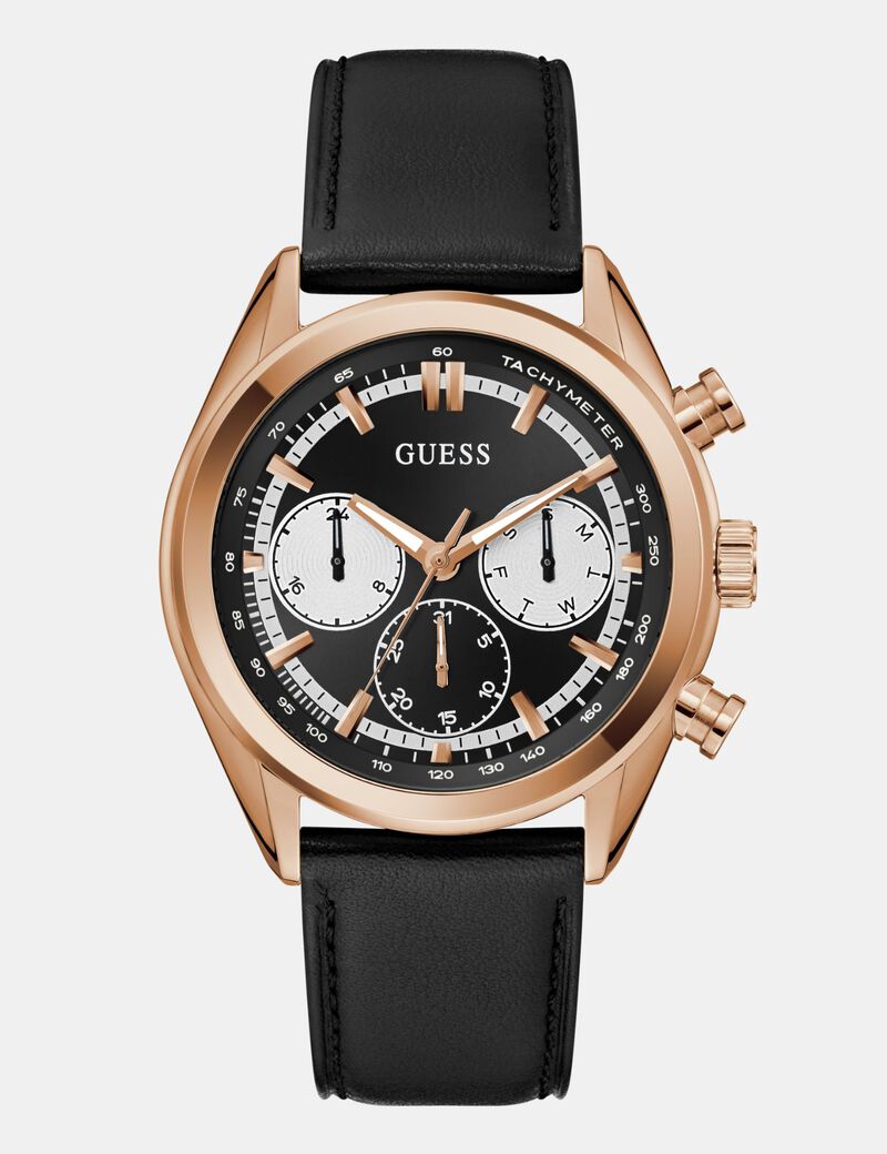 جيس mens black rose gold tone multi function watch