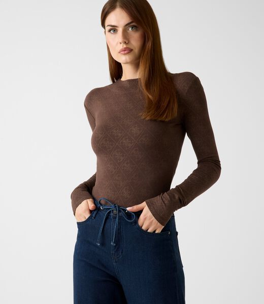 بدلة جسم مزينة بشعار 4G مرصعة بأحجار الراين