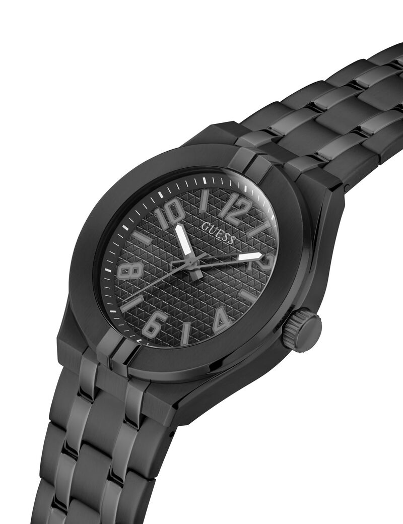 Black Quartz Analog Stainless Steel Watch