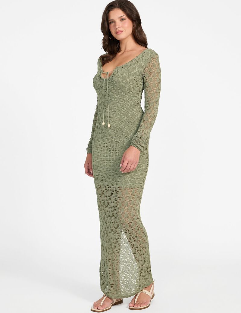 Open-work bodycon maxi dress