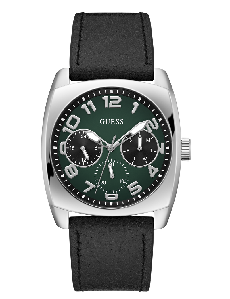 Mens Black Silver Tone Multi-function Watch