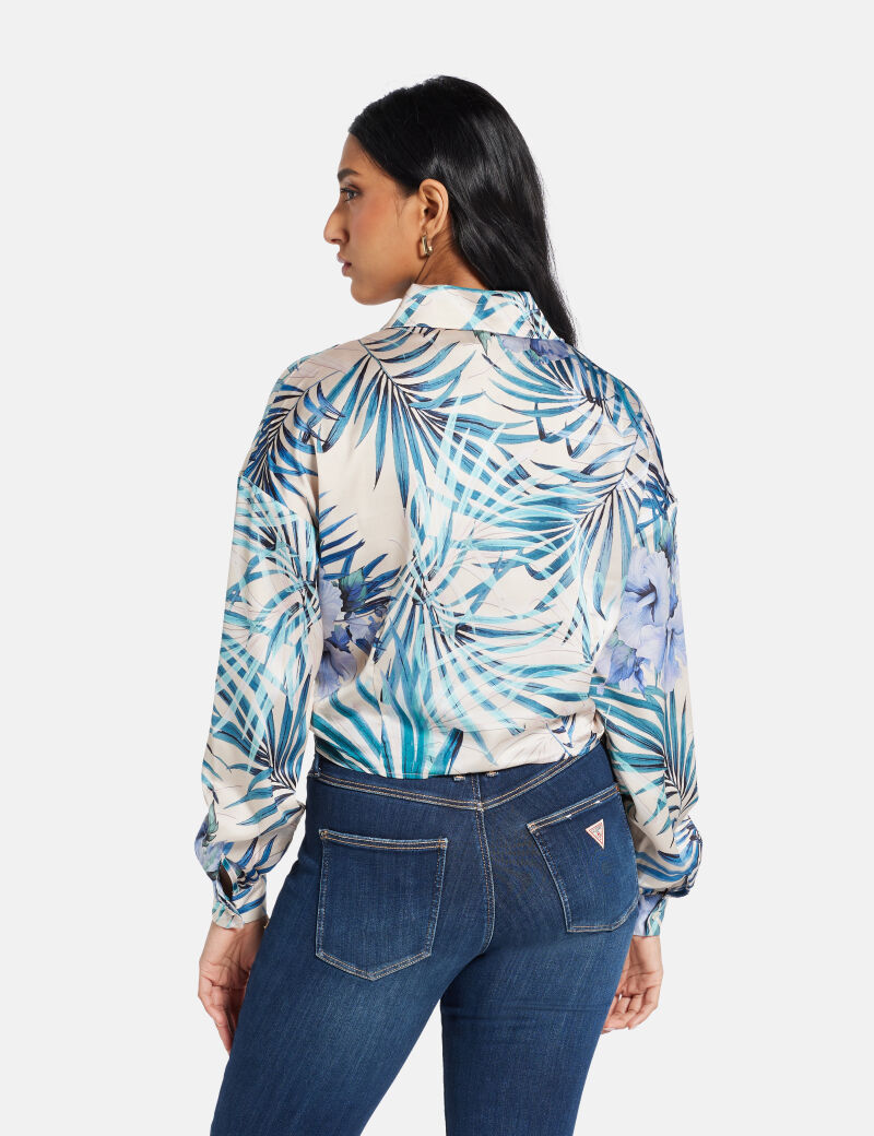 Cropped satin shirt