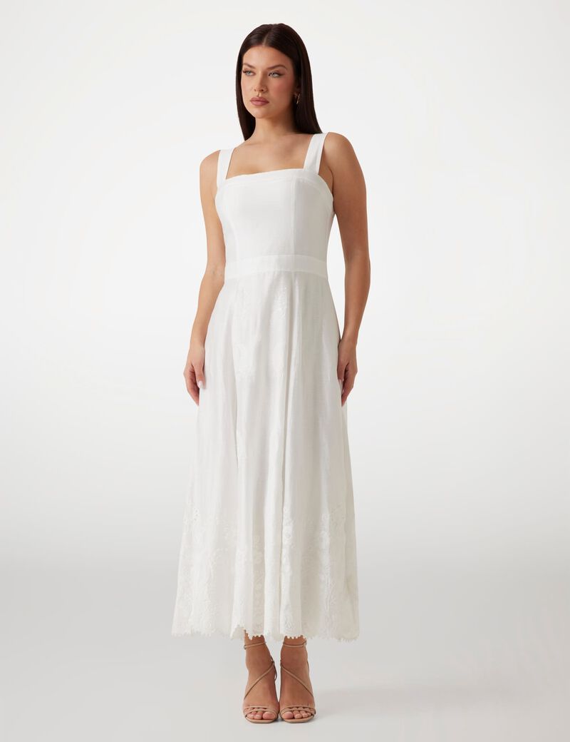 Marciano linen-blend long dress