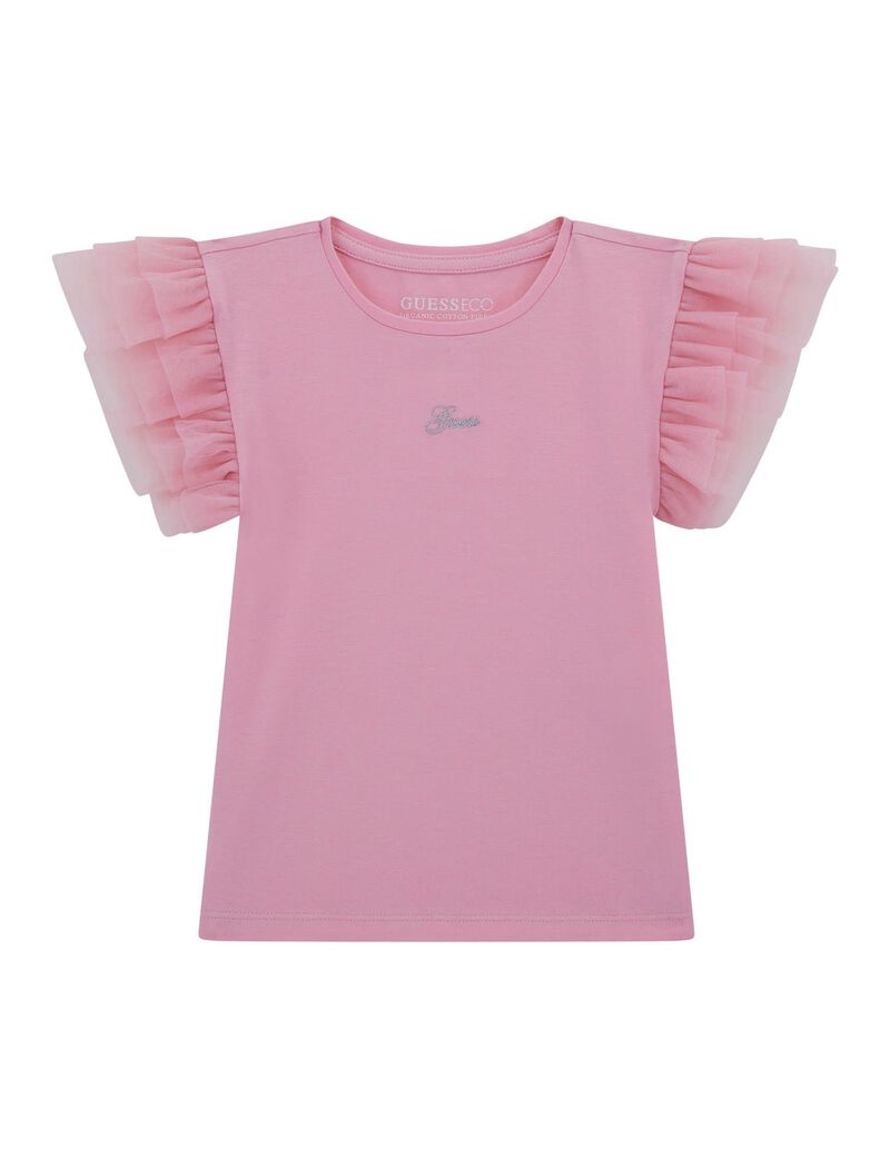 Logo embroidered frill top
