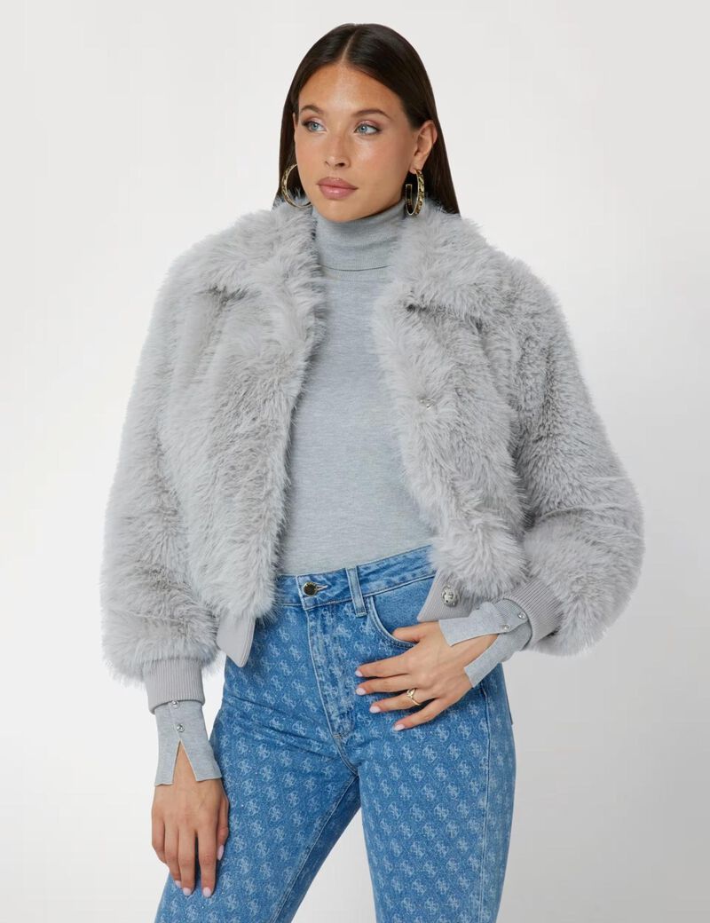 Faux fur bomber jacket