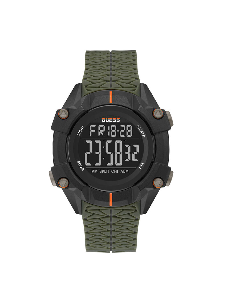 ساعة يد رقمية باللونين الأخضر والأسود