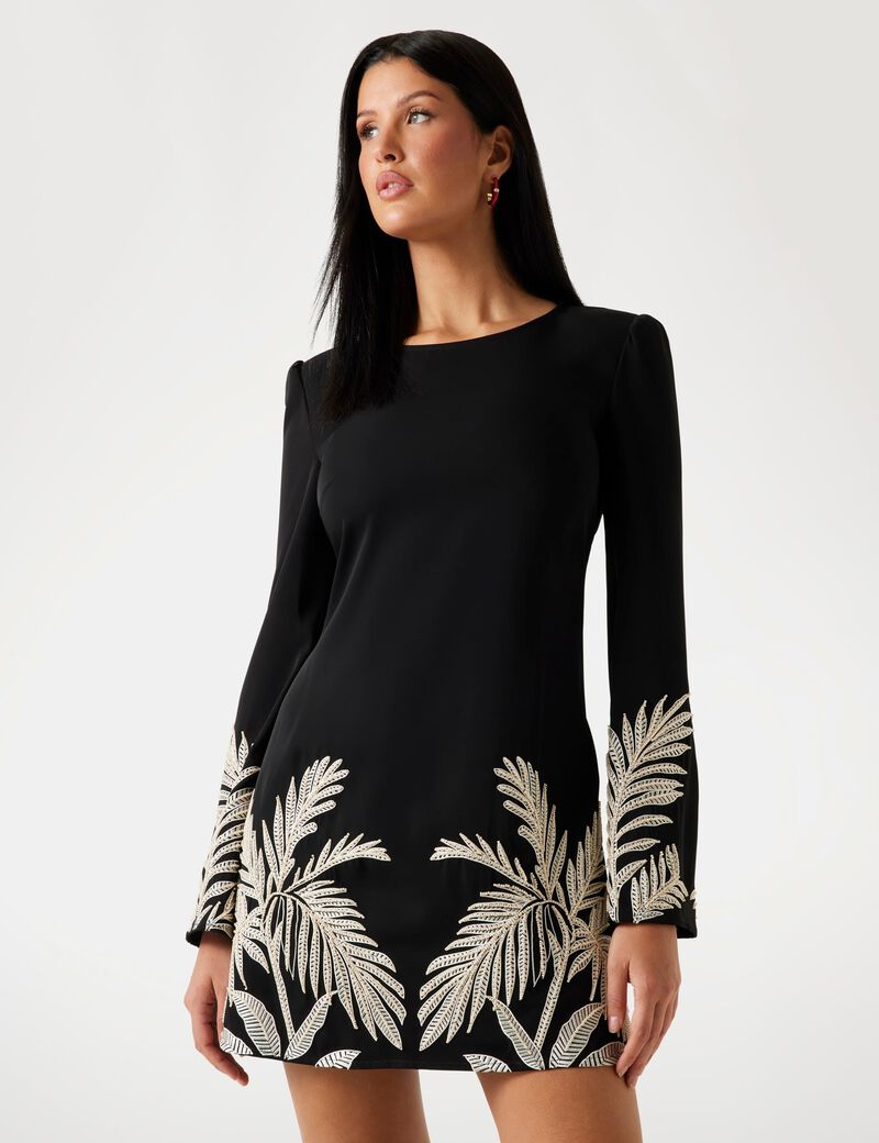 Embroidered bodycon mini dress