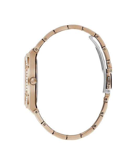 ساعة باللون الذهبي الوردي