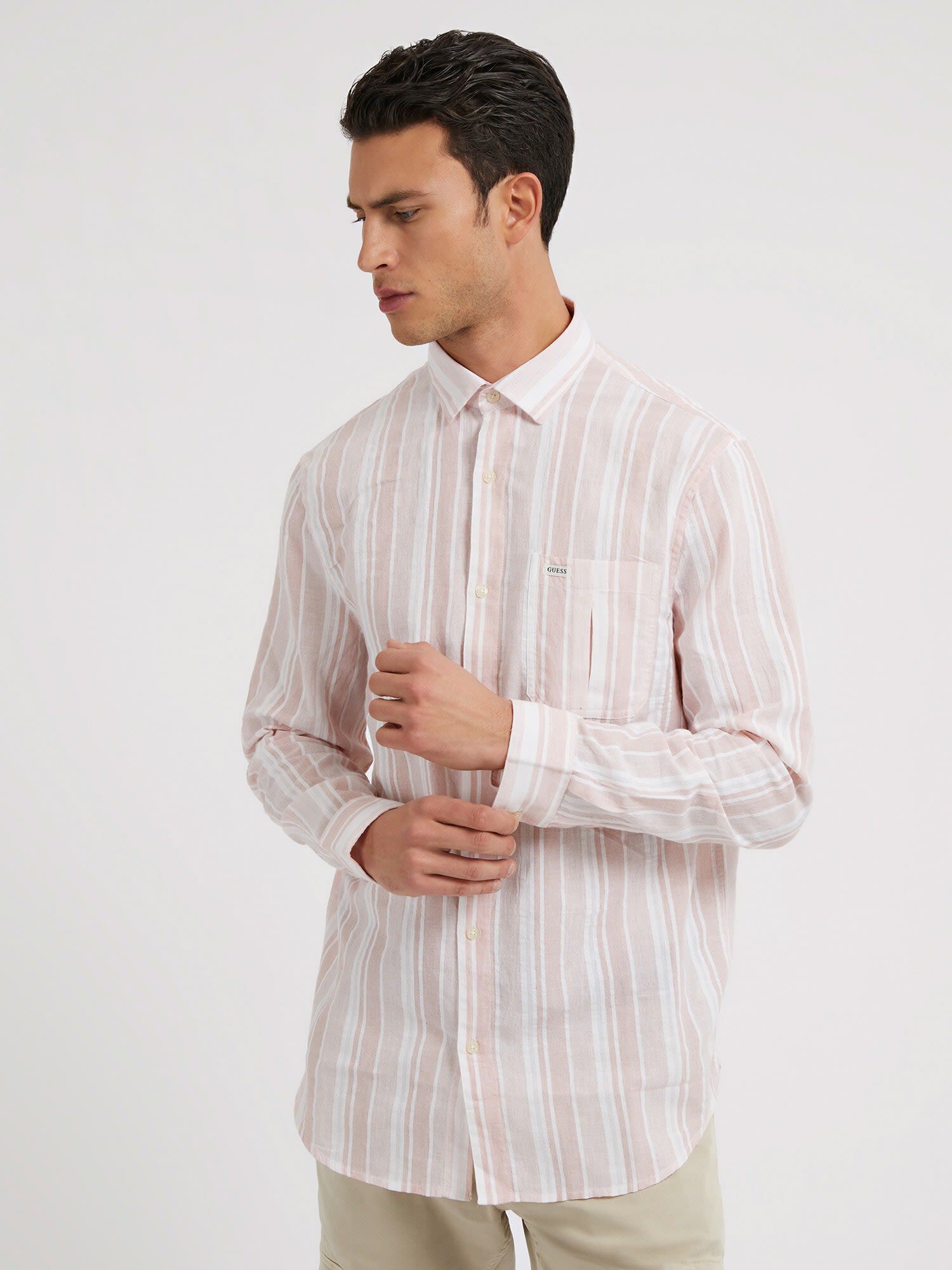 Guess pink striped shirt mens new arrivals