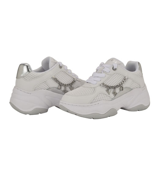 guess harpaa lace up chain link charm platform sneaker