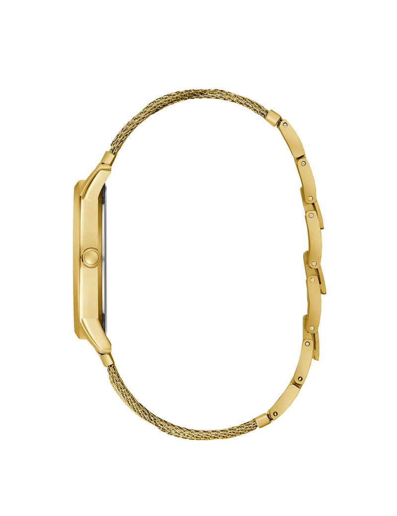ساعة يد بسوار شبكي باللون الذهبي