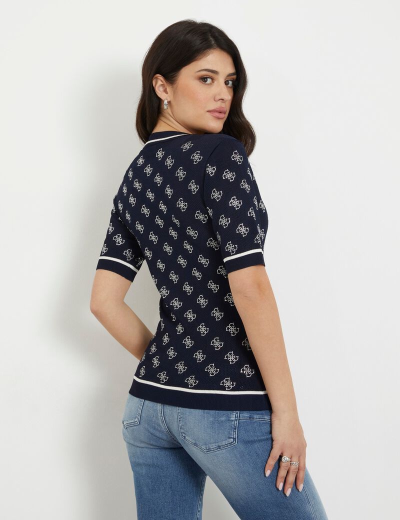 Rhinestones logo sweater top