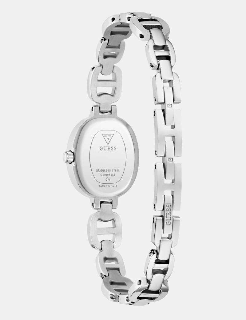 guess ladies silver tone analog watch