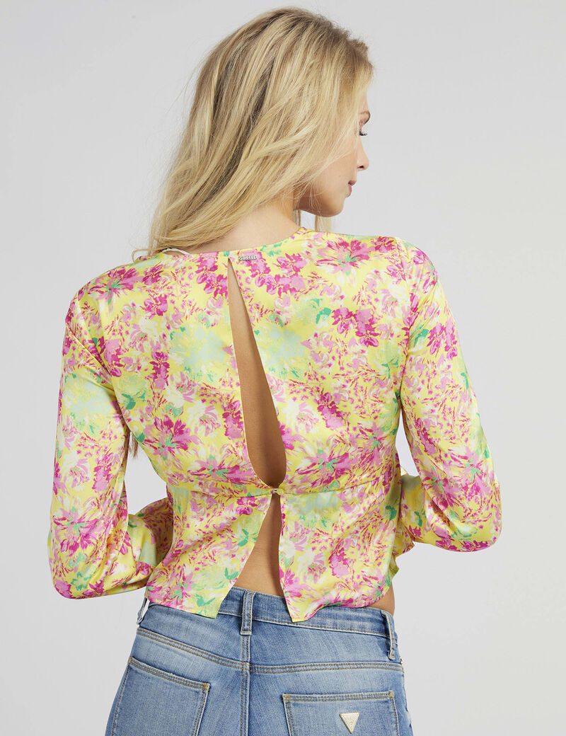 All Over Print Knotted Blouse