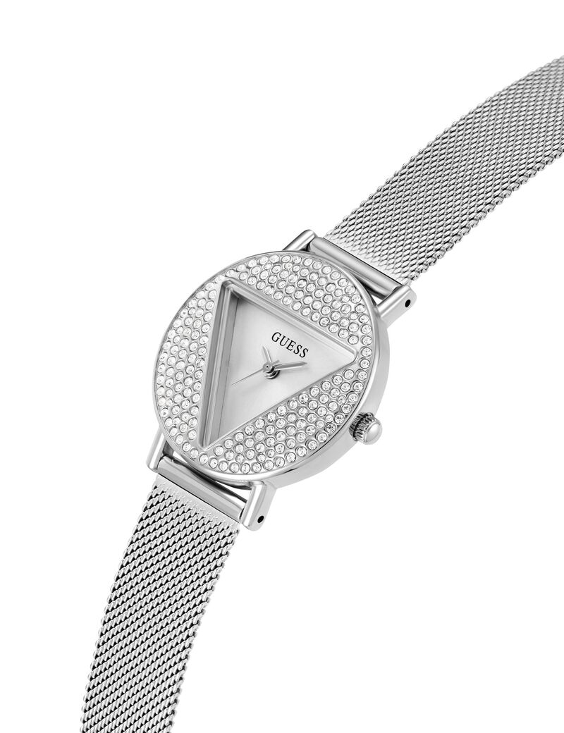 Silver Tone Quartz Analog Mesh Watch