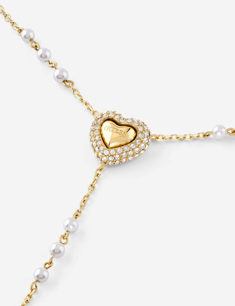 16-18" pave heart y necklace