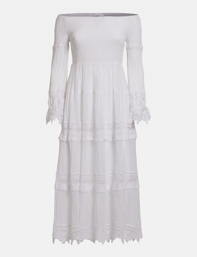 Macramã‰ Off-Shoulder Dress