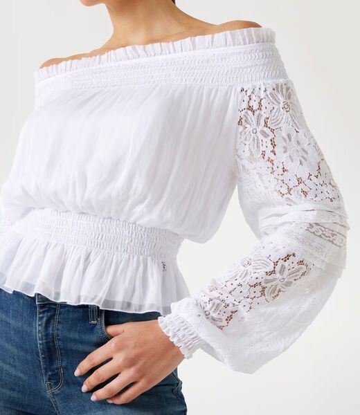 Silk-blend off-shoulder top