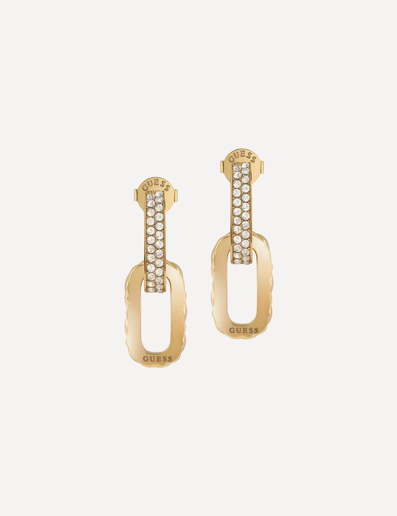 30mm Matelasse Pave Double Link Earrings