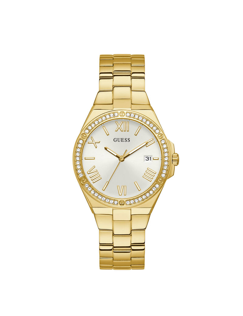 Gold And Whinestone Analog Watch
