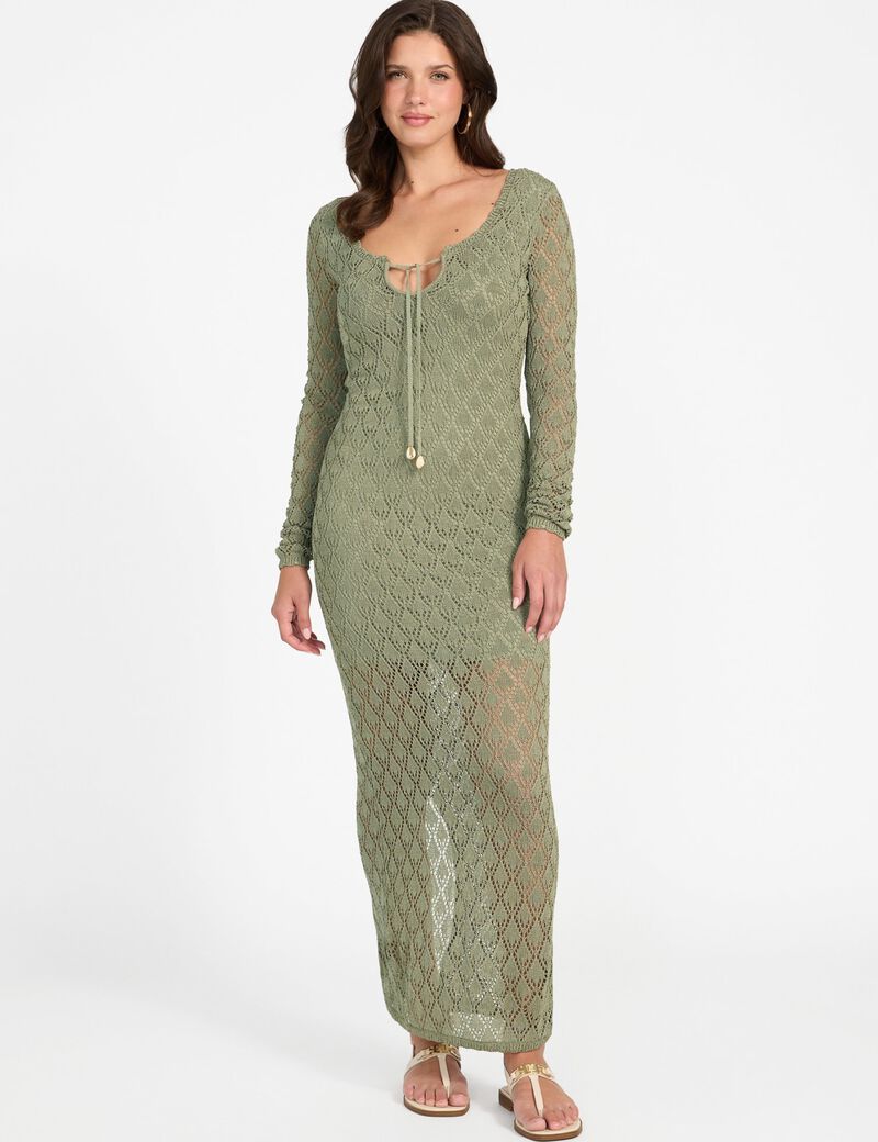 Open-work bodycon maxi dress