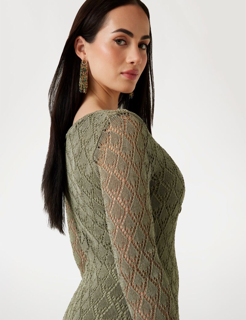 Open-work bodycon maxi dress