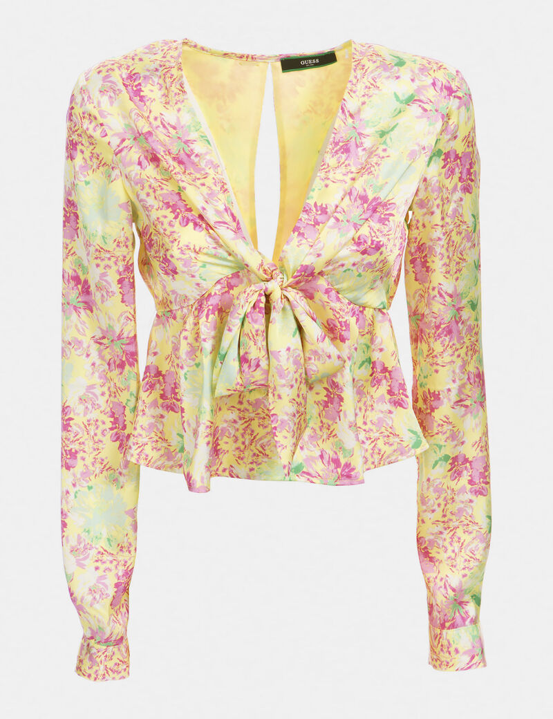 All Over Print Knotted Blouse