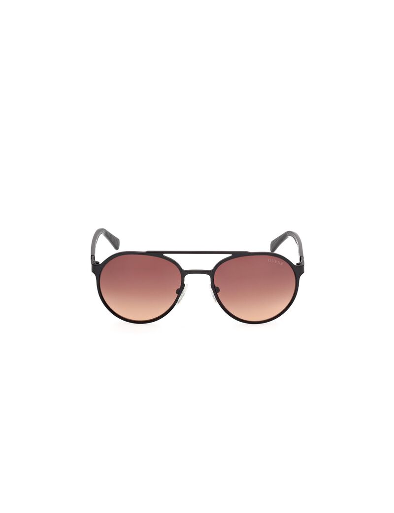Round matte black gradient smoke sunglasses