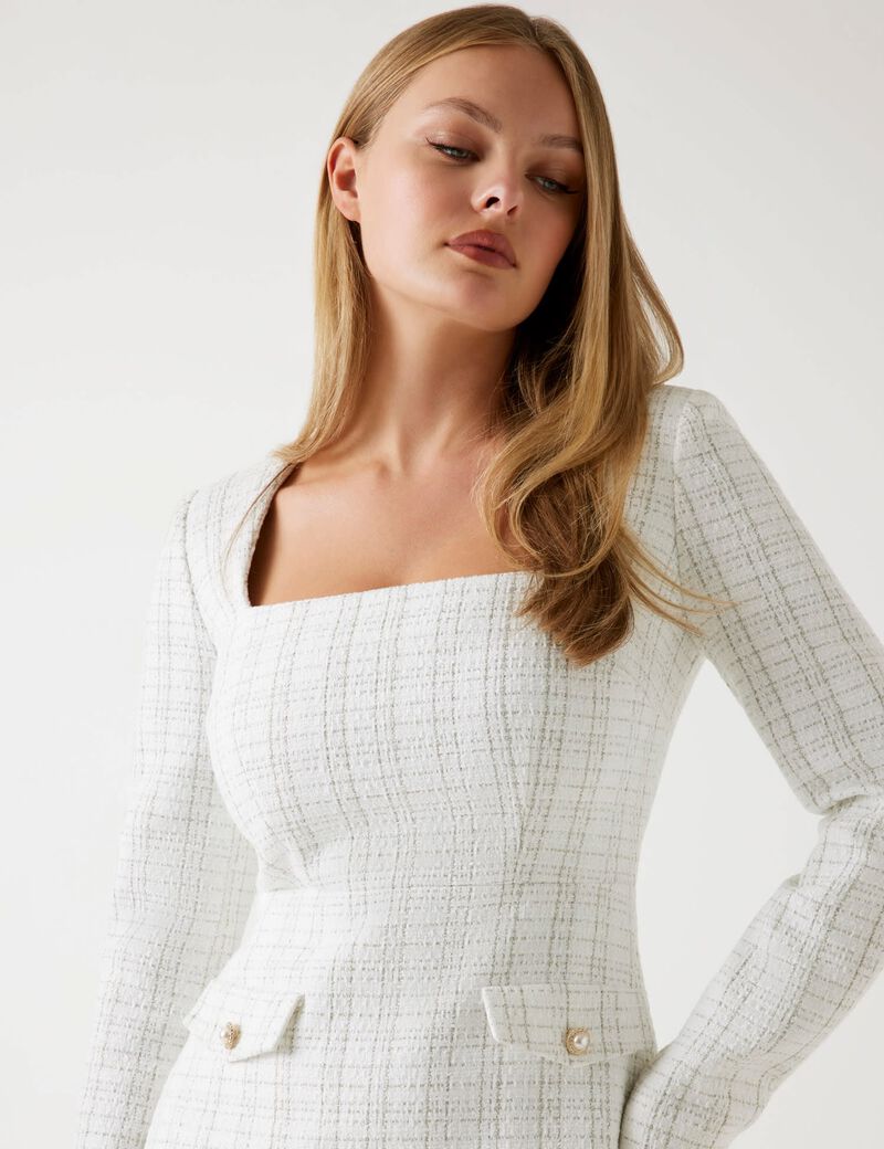 Boucl&eacute; tweed mini dress